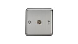 Gniazdo antenowe TV, 86x86mm - kolor stal szlifowana C-TV-S-1383