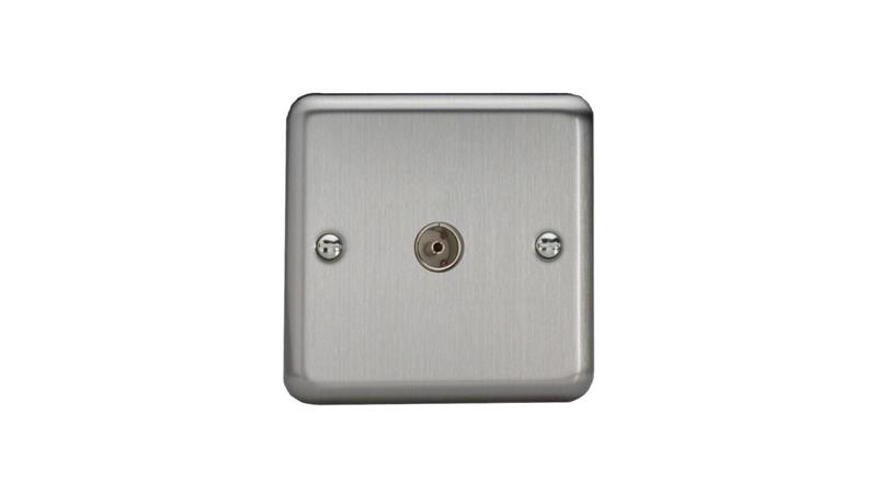 Gniazdo antenowe TV, 86x86mm - kolor stal szlifowana C-TV-S-1383