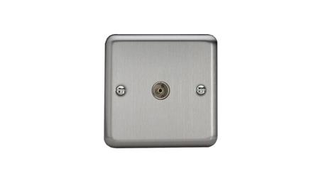 Gniazdo antenowe TV, 86x86mm - kolor stal szlifowana C-TV-S-1383