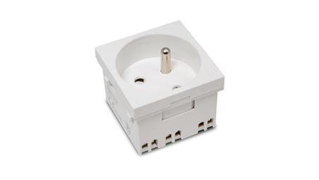 Gniazdo modułowe 230V z uziemieniem 1-krotne std 45x45, białe E/GM-45030