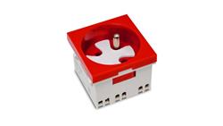 Gniazdo modułowe 230V z uziemieniem 1-krotne std 45x45, z blokadą i zwalniaczem, czerwone E/GMBZ-44984
