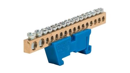 Listwa zaciskowa zerowa 14x10mm2 + 2x16mm2 niebieska TH 35-16/25/N-67713