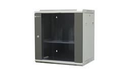 Szafa wisząca niedzielona 19 12U, drzwi blacha/szkło, ściągane osłony boczne z zamkiem, 600×450×635 szer./gł./wys. mm RAL: szafa