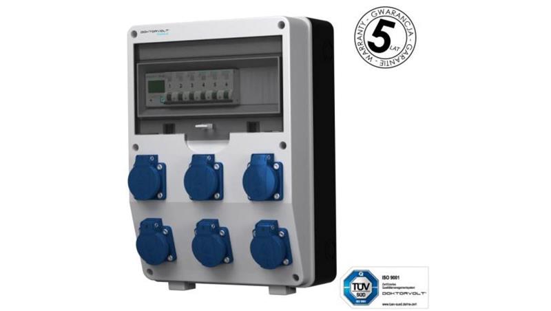 Rozdzielnica budowlana z licznikiem 1F Siemens pTD-S 6x230V gniazda Menneks Schuko Doktorvolt 4814-66296