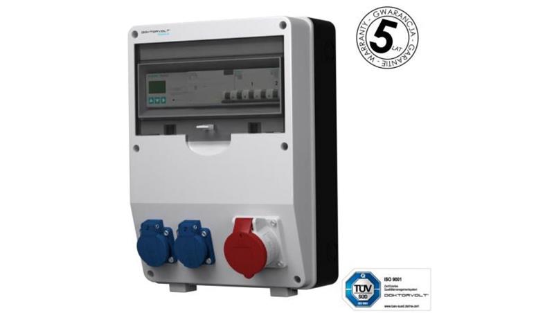 Rozdzielnica budowlana z licznikiem 3F Siemens pTD-S/FI 16A 2x230V gniazda Mennekes Schuko Doktorvolt 4784-66323