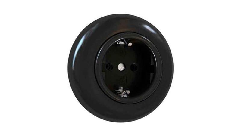 Premiumlux RETROLINE Gniazdo schuko z ramką czarne-44669