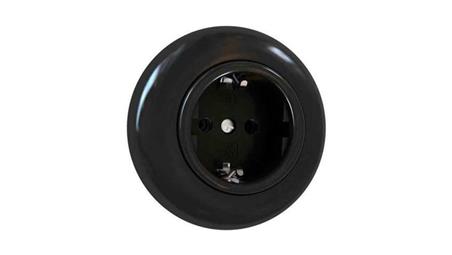 Premiumlux RETROLINE Gniazdo schuko z ramką czarne-44669