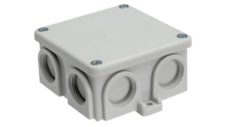 Puszka natynkowa, materał-bakelit, kolor RAL7035, IP54, 500V, 7 wyjść, z zaciskami 4x6mm2 K76/K-77533