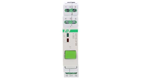 Przekaźnik bistabilny z przyciskiem do sterowania ręcznego na szynę DIN z przekaźnikiem inrush 160A/20ms BIS-411B-LED-25379