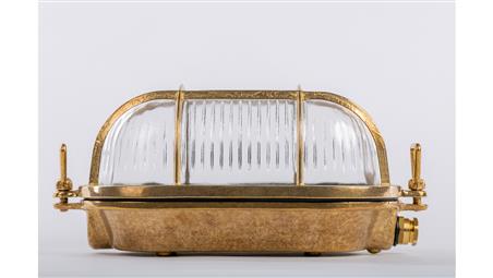 Oprawa mosiężna OVAL 47 ECO, E27, 40W, klosz przeźroczysty-szkło, IP64, siatka mosiężna A47-53091