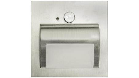 Oprawa Beryl PIR szczotkowana ciepła 3000K 1,5W 12V DC 9 led smd 3014 kwadrat do puszki fi 60 z czujką ruchu PIR-62752