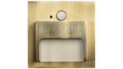 Oprawa Ontario PIR mosiądz 1,5W zimna 12V DC 9 led smd 3014 kwadrat do puszki fi 60 z czujką ruchu PIR-62757