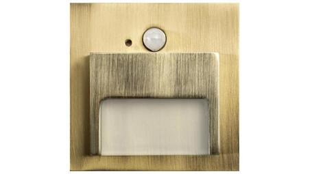 Oprawa Ontario PIR mosiądz 1,5W zimna 12V DC 9 led smd 3014 kwadrat do puszki fi 60 z czujką ruchu PIR-62757