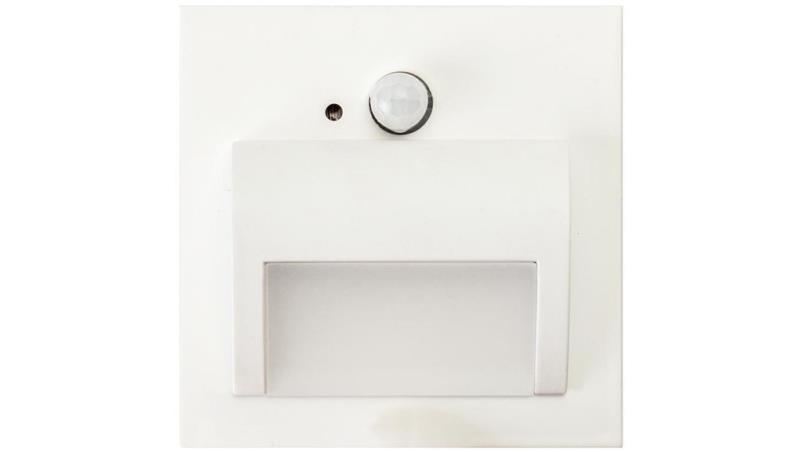 Oprawa Beryl PIR biała zimna 6500K 1,5W 12V DC 9 led smd 3014 kwadrat do puszki fi 60 z czujką ruchu PIR-62761