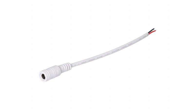 Gniazdo DC 5.5x2.5 przewód biały 15cm 22awg-55529