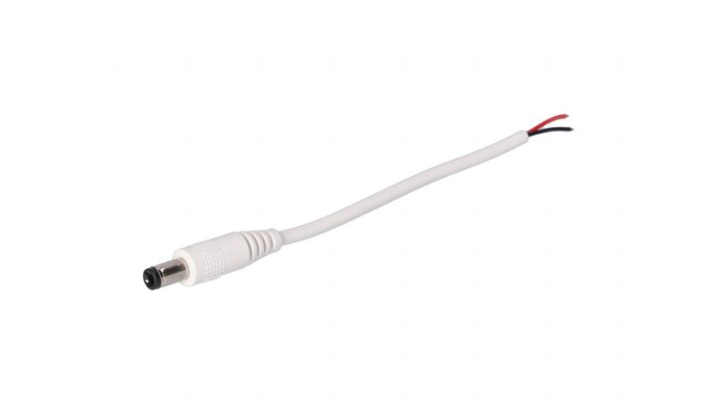 Wtyk DC 5.5x2.5 przewód biały 15cm 22awg-55535
