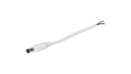 Wtyk DC 5.5x2.5 przewód biały 15cm 22awg-55535
