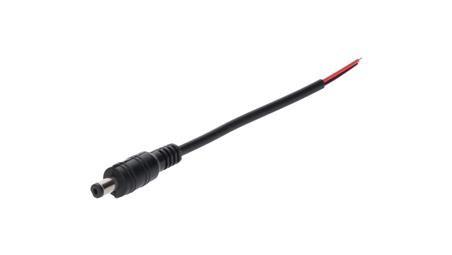 Wtyk DC 5.5x2.5 przewód czarny 15cm 22awg-55539