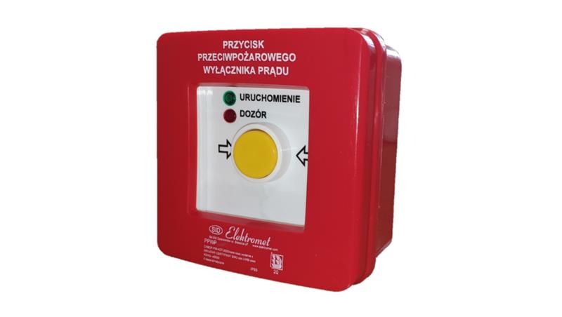 Przycisk ppoż. n/t 2 tory prądowe 12A R-Z samoczynny diody czerw/ziel 230V AC/230V AC PPWP-2s A/4 904402-63205