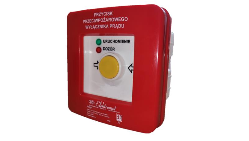 Przycisk ppoż. p/t 2 tory prądowe 12A R-Z samoczynny diody czerw/ziel 230V AC/230V AC PPWPp-1s A/4 904550-63198