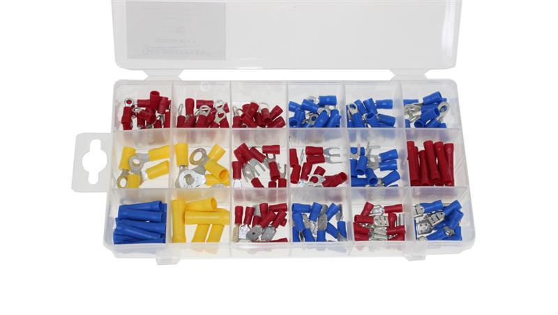 Zestaw tulejek, złączek, końcówek izolowanych / Końcówki oczkowe izolowane / końcówki widełkowe / konektory /BOX-1 / 175 szt.-79