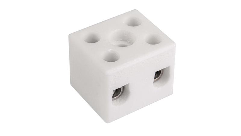 Złączka gwintowa porcelanowa 6mm2 2 tory biała z 1 otworem montażowym CPO-10A-2P 80013516 /20szt./-80148