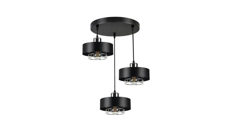 Lampa LOFT IDA-S W3 3xE27 wisząca czarno srebrny-56582
