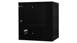 Szafa wisząca lekka niedzielona 19 12U, drzwi blacha/szkło, ściągane osłony boczne, 550×450×590 szer./gł./wys. mm RAL: 9004, w-7