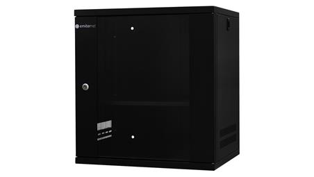 Szafa wisząca lekka niedzielona 19 12U, drzwi blacha/szkło, ściągane osłony boczne, 550×450×590 szer./gł./wys. mm RAL: 9004, w-7