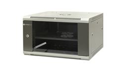 Szafa wisząca niedzielona 19 6U, drzwi blacha/szkło, ściągane osłony boczne z zamkiem,600×600×370 szer./gł./wys. mm RAL: szafa-7