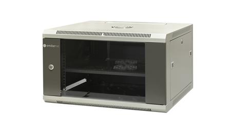 Szafa wisząca niedzielona 19 6U, drzwi blacha/szkło, ściągane osłony boczne z zamkiem,600×600×370 szer./gł./wys. mm RAL: szafa-7