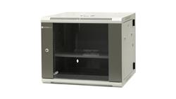 Szafa wisząca dzielona 19 9U, drzwi blacha/szkło, ściągane osłony boczne z zamkiem, tył zamek 600×550×500 szer./gł./wys. mm RA-7