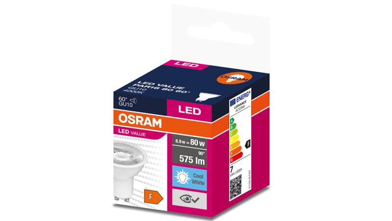 Żarówka LED VALUE PAR16 80 GU10 6,9W 575lm 4000K 840 60st. 4058075599291-46796