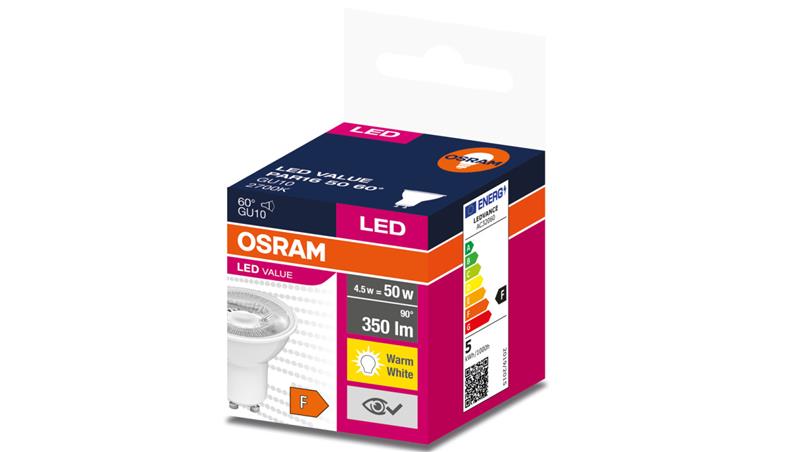 Żarówka LED VALUE PAR16 50 GU10 4,5W 350lm 2700K 827 60st. 4058075598942-46821