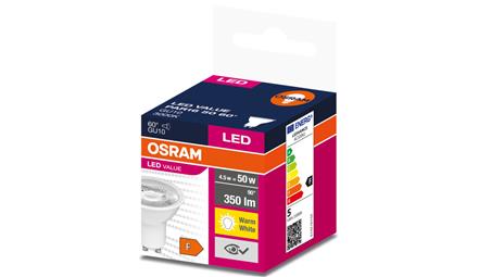 Żarówka LED VALUE PAR16 50 GU10 4,5W 350lm 3000K 830 60st. 4058075599024-46820