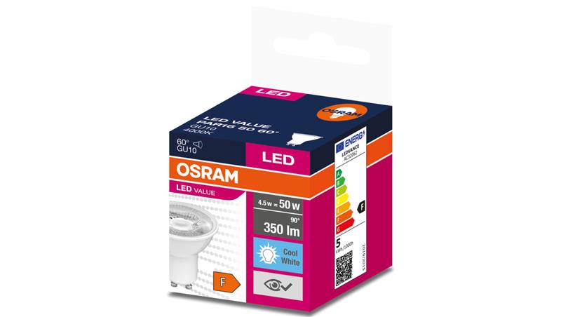 Żarówka LED VALUE PAR16 50 GU10 4,5W 350lm 4000K 840 60st. 4058075599116-46819 Żarówka LED VALUE PAR16 50 GU10 4,5W 350lm 4000K 840 60st. 4058075599116-46819