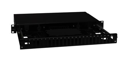 Przełącznica wysuwana 19 1U 24xSC duplex szara, teleskopowa, czarna-72449