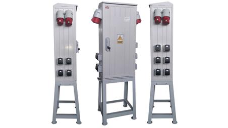 Rozdzielnica elektryczna budowlana na stojaku (10x2P+Z, 2x16A/5P, 2x32A/5P) RB40x80-K160-002210Z-P0-66491