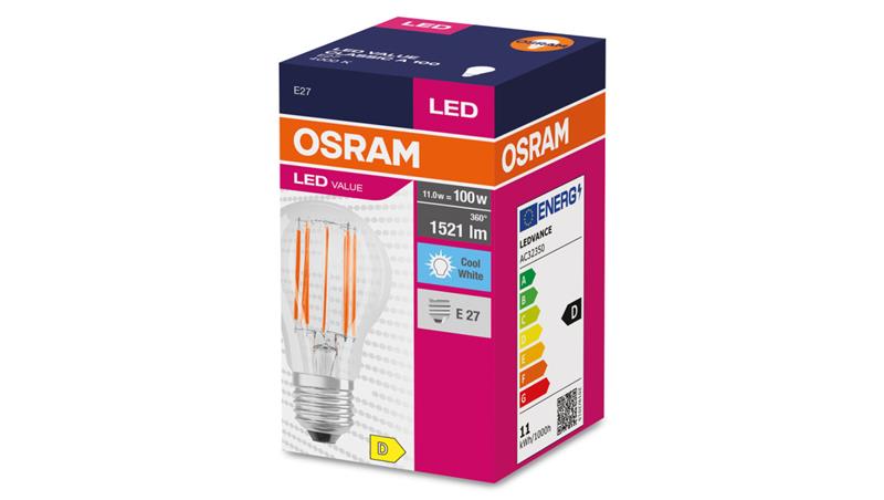 Żarówka LED VALUE CLASSIC A 100 E27 11W 1521lm 4000K 840 FIL non-dim 4058075439597-47867