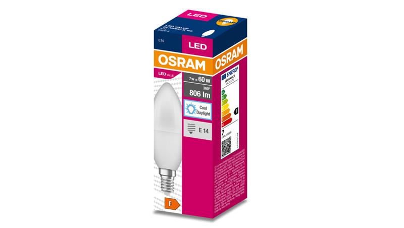 Żarówka LED VALUE CLASSIC B 60 E14 7,5W 806lm 6500K 865 FR non-dim 4058075311909-47260