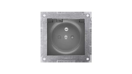 Simon 54 Gniazdo do wersji IP44 bez uszczelki (moduł) 16A 250V klapka trans. czarny mat wym. uszczelka ramki DGZ1BUZ.01/49A-4279