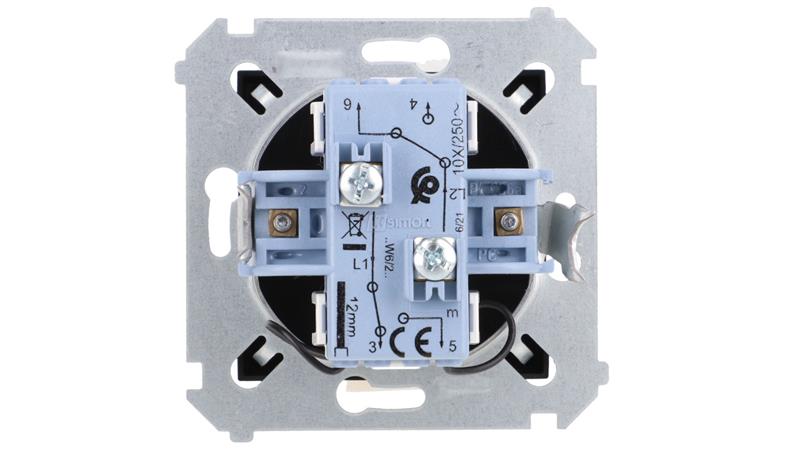 Simon 54 Łącznik schodowy podwójny z podświetleniem (moduł) 10AX 250V zaciski śrubowe czarny mat DW6/2L.01/49-39978