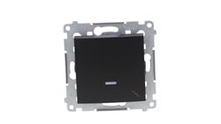Simon 54 Łącznik schodowy z podświetleniem LED (moduł) 10AX 250V szybkozłącza, czarny mat DW6L.01/49-39818