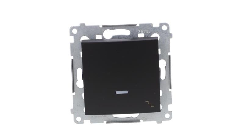 Simon 54 Łącznik schodowy z podświetleniem LED (moduł) 10AX 250V szybkozłącza, czarny mat DW6L.01/49-39818