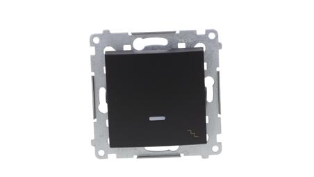 Simon 54 Łącznik schodowy z podświetleniem LED (moduł) 10AX 250V szybkozłącza, czarny mat DW6L.01/49-39818