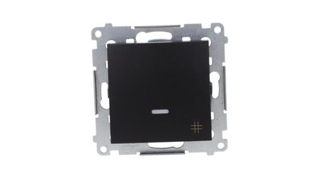 Simon 54 Łącznik krzyżowy z podświetleniem LED (moduł) 10AX 250V szybkozłącza, czarny mat DW7L.01/49-40922