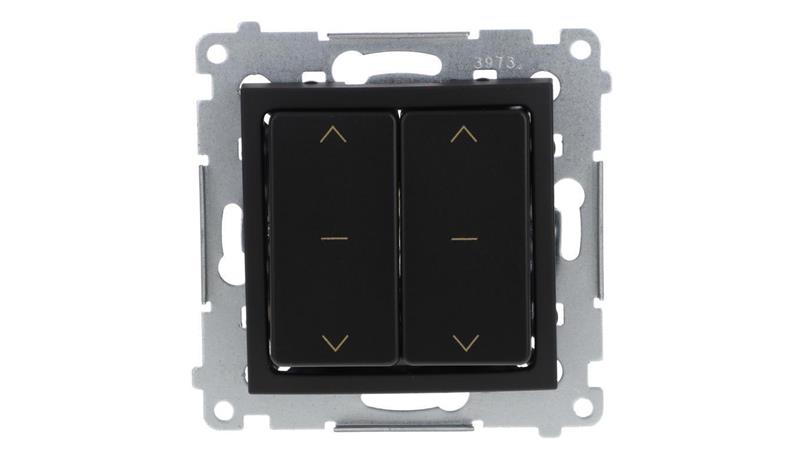 Simon 54 Łącznik roletowy podwójny (moduł) 10A 250V szybkozłącza. W komplecie z pierścieniem dekoracyjnym czarny mat DZW2.01/49-