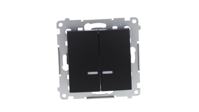 Simon 54 Łącznik świecznikowy z podśw LED i do wersji IP44 (moduł) 10AX 250V szybkozłącza, czarny mat z wkładkę DU1W DW5BL.01/49 Simon 54 Łącznik świecznikowy z podśw LED i do wersji IP44 (moduł) 10AX 250V szybkozłącza, czarny mat z wkładkę DU1W DW5BL.01/49