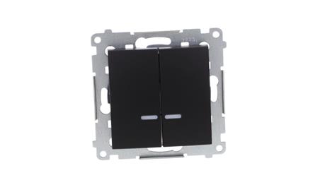 Simon 54 Łącznik świecznikowy z podśw LED i do wersji IP44 (moduł) 10AX 250V szybkozłącza, czarny mat z wkładkę DU1W DW5BL.01/49