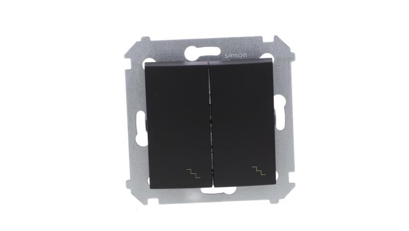 Simon 54 Łącznik schodowy podwójny (moduł) 10AX 250V zaciski śrubowe czarny mat DW6/2.01/49-39769